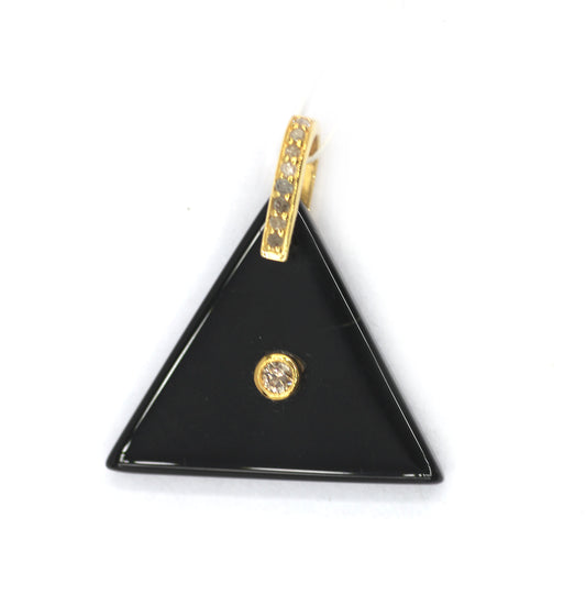 Triangle Black Onyx Silver Pave Diamond Pendant