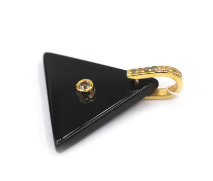 Triangle Black Onyx Silver Pave Diamond Pendant