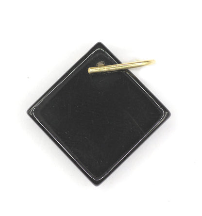 Black Onyx Silver Pave Diamond Pendant