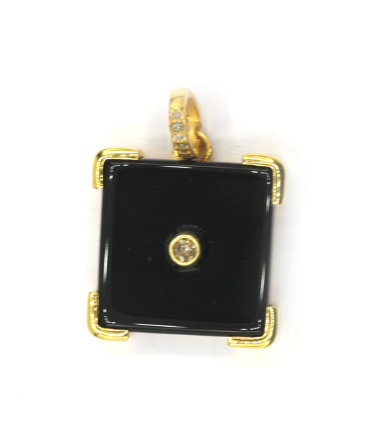 Black Onyx Pave Diamond Pendant