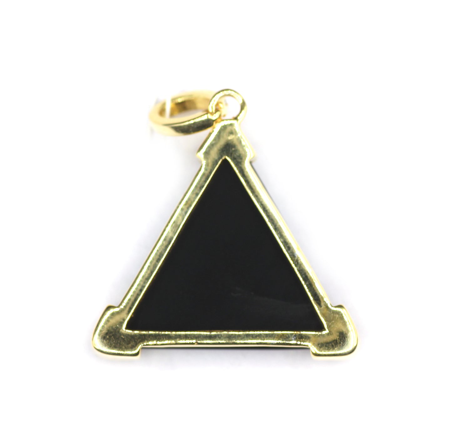 Triangle Black Onyx Silver Pave Diamond Pendant