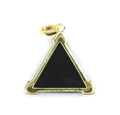 Triangle Black Onyx Silver Pave Diamond Pendant
