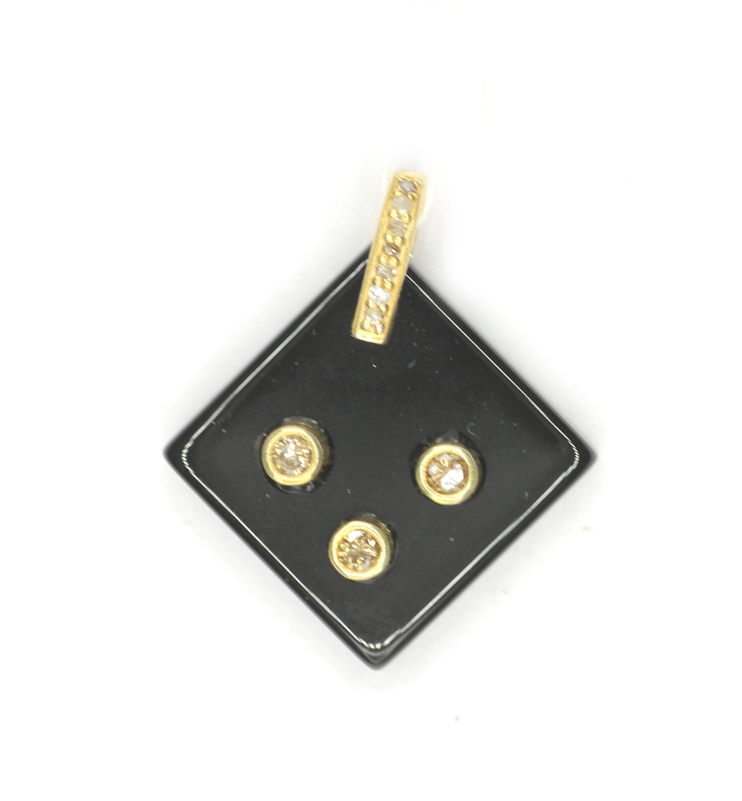 Black Onyx Silver Pave Diamond Pendant
