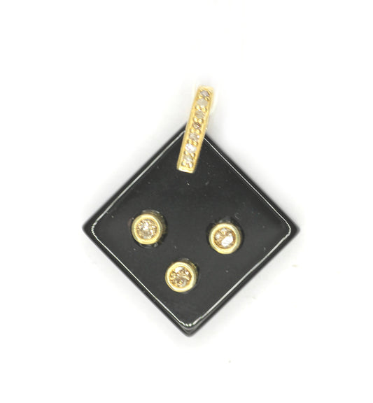 Black Onyx Silver Pave Diamond Pendant