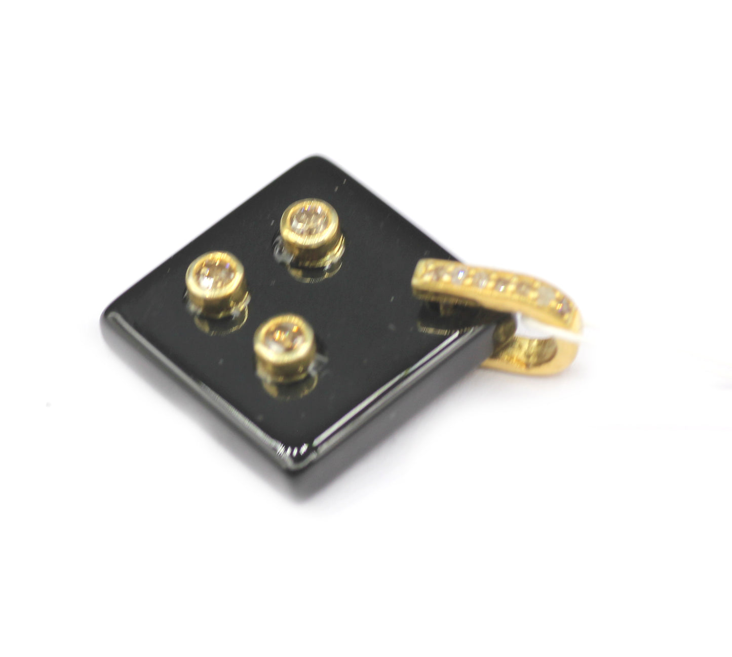 Black Onyx Silver Pave Diamond Pendant