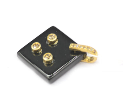 Black Onyx Silver Pave Diamond Pendant