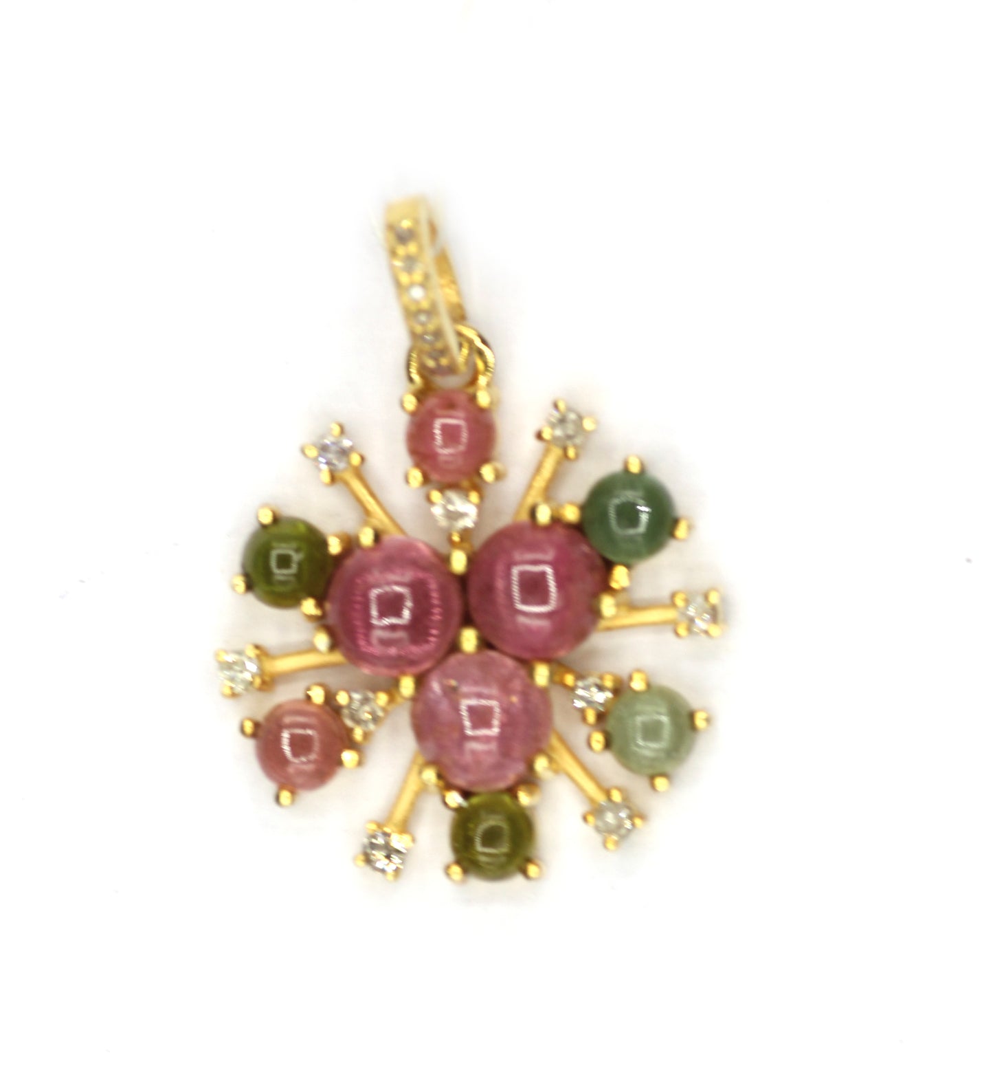 Emerald Turquoise Silver Pave Diamond Pendant