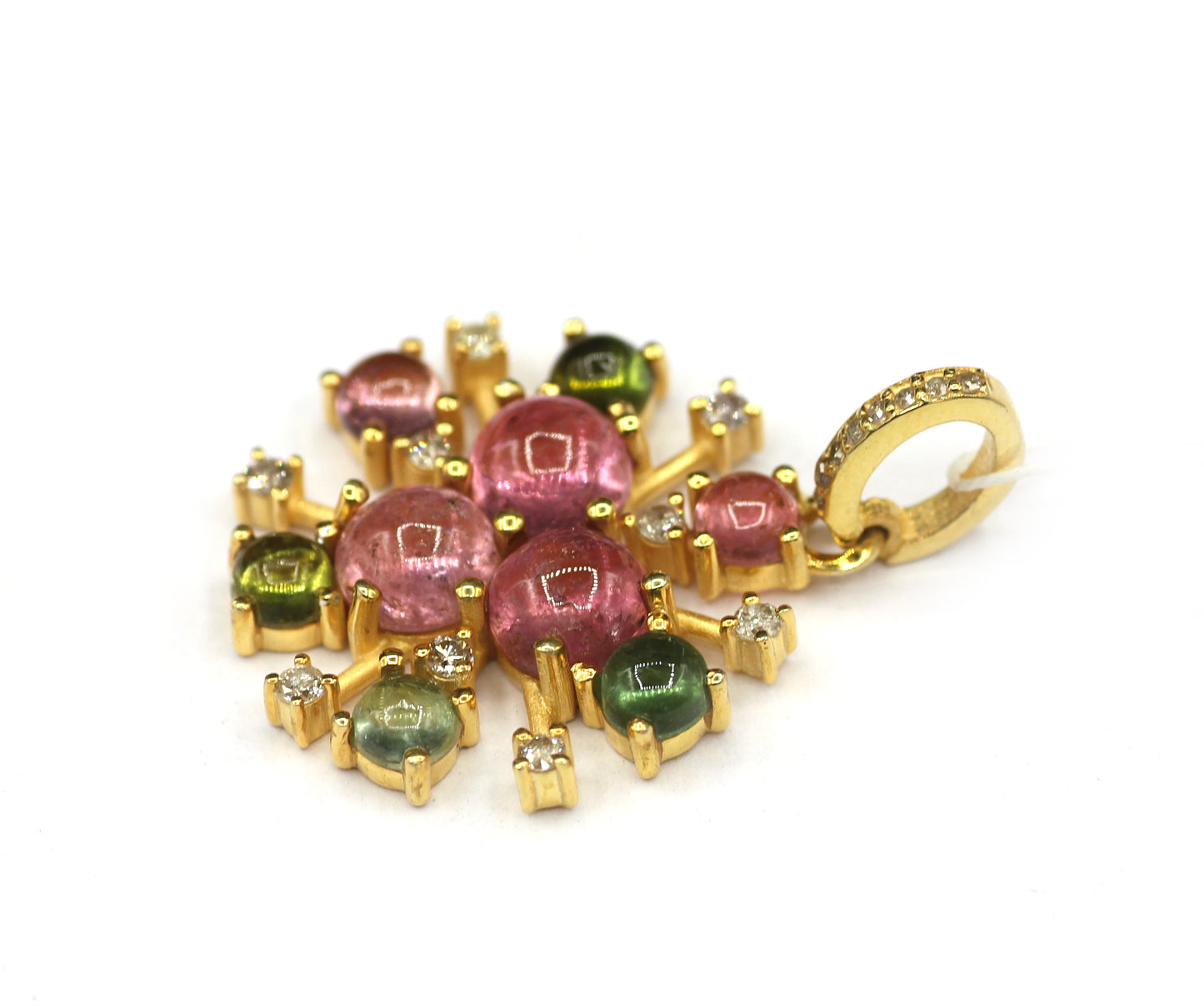 Emerald Turquoise Silver Pave Diamond Pendant