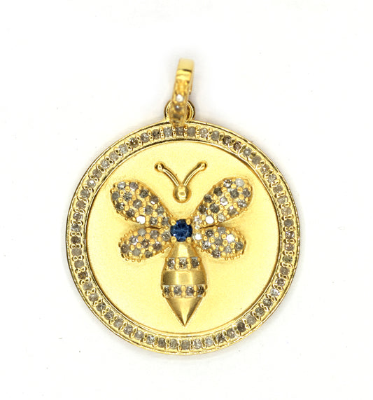 Round Silver Pave Diamond Pendant