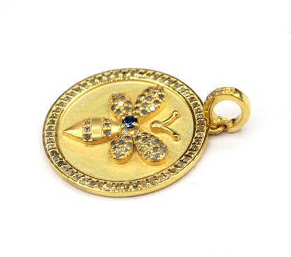 Round Silver Pave Diamond Pendant