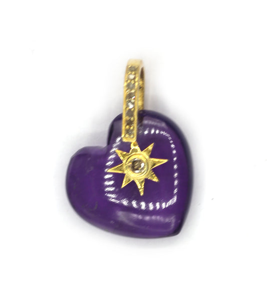 Heart Amethyst Pave Diamond Pendant