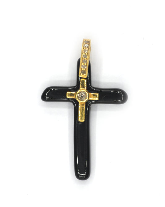 Cross Black onyx Pave Diamond Pendant
