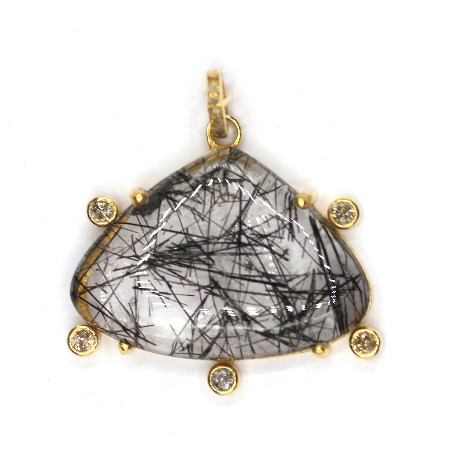 Black Rutile Silver Pave Diamond Pendant