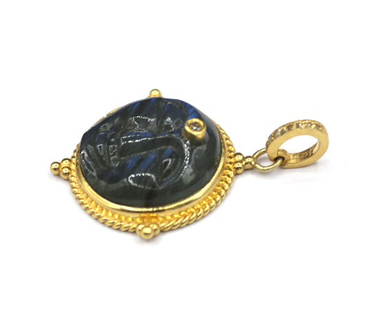 Round Silver Pave Diamond Pendant