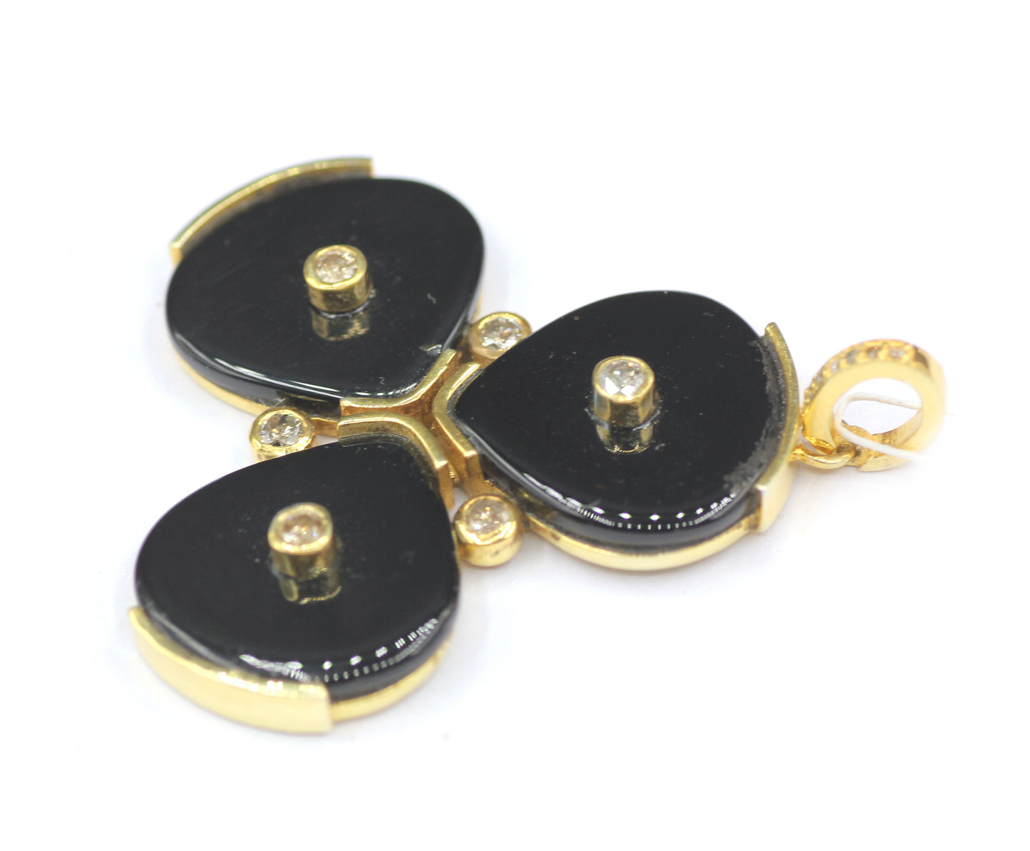 Black Onyx Silver Pave Diamond Pendant