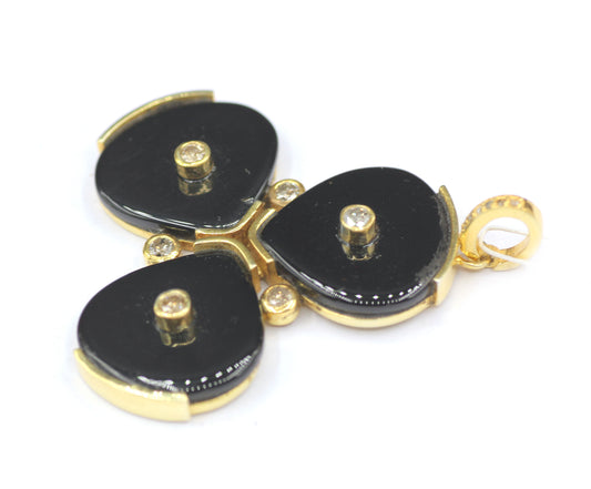 Black Onyx Silver Pave Diamond Pendant