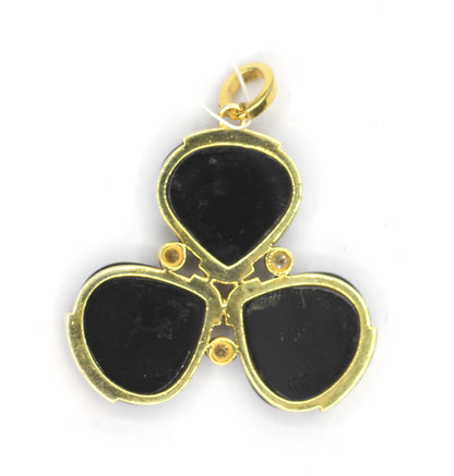Black Onyx Silver Pave Diamond Pendant