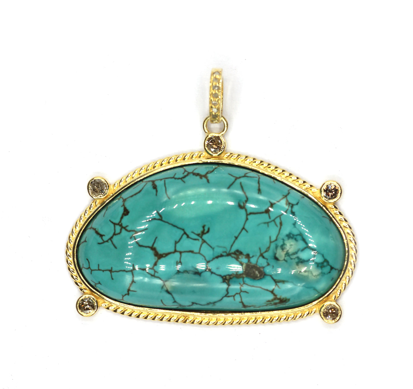 Turquoise Silver Pave Diamond Pendant