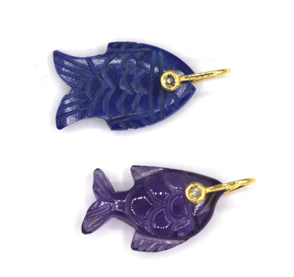 Fish Silver Pave Diamond Pendant