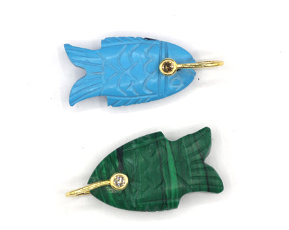 Fish Silver Pave Diamond Pendant