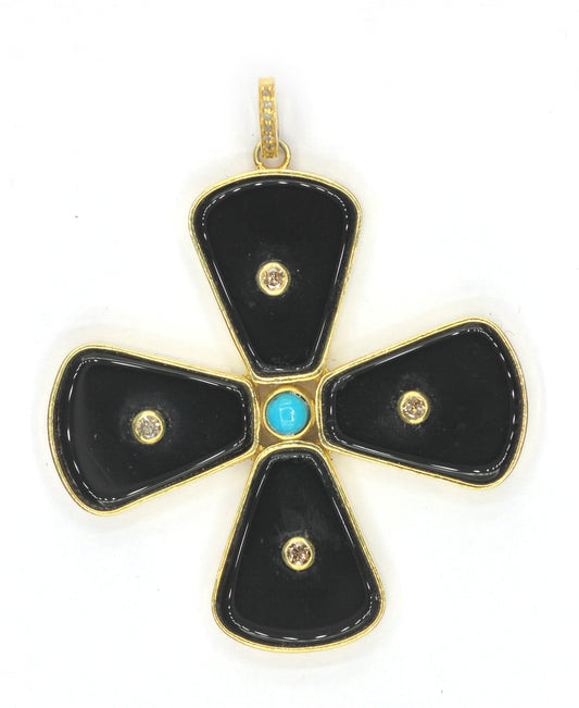 Cross Silver Pave Diamond Pendant