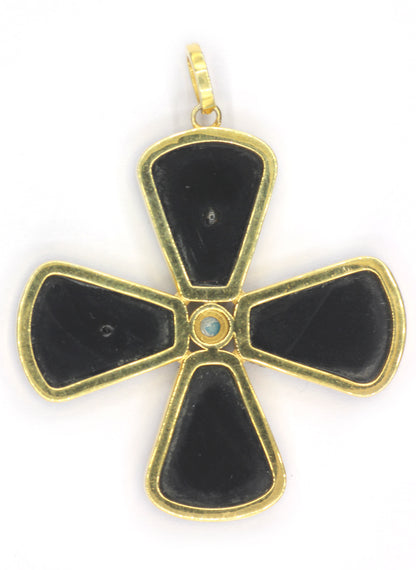 Cross Silver Pave Diamond Pendant