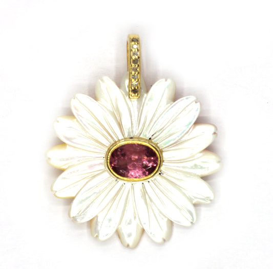 Flower Silver Pave Diamond Pendant