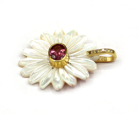 Flower Silver Pave Diamond Pendant