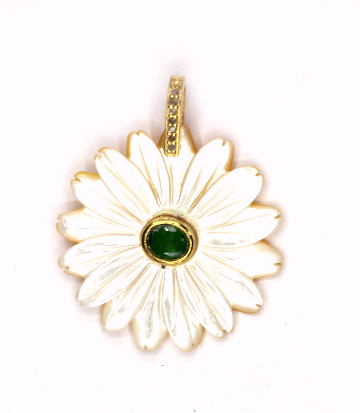 Flower Silver Pave Diamond Pendant