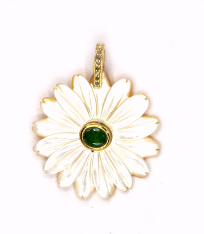 Flower Silver Pave Diamond Pendant