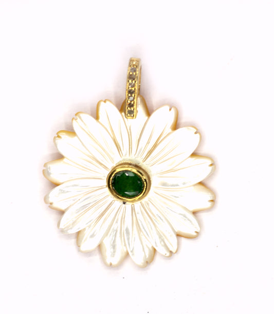 Flower Silver Pave Diamond Pendant