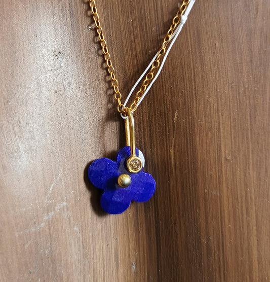 925 Silver Pave Diamond Pendant With Lapis lazuli Stone