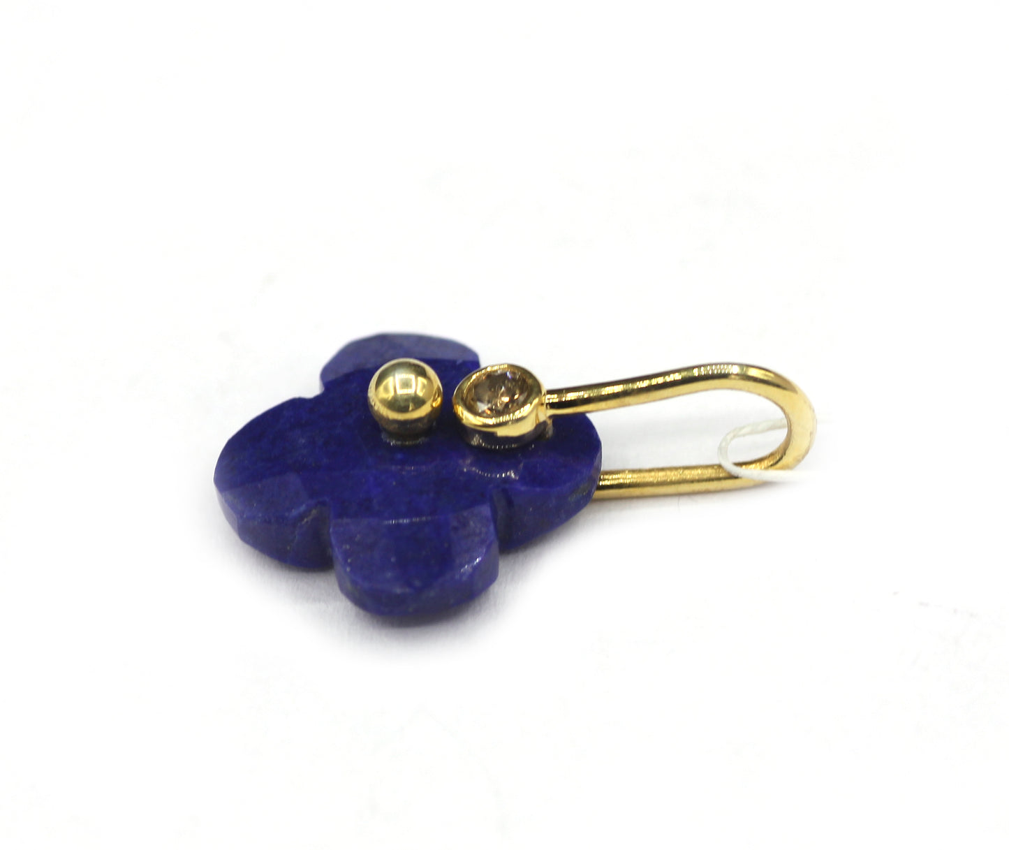 925 Silver Pave Diamond Pendant With Lapis lazuli Stone