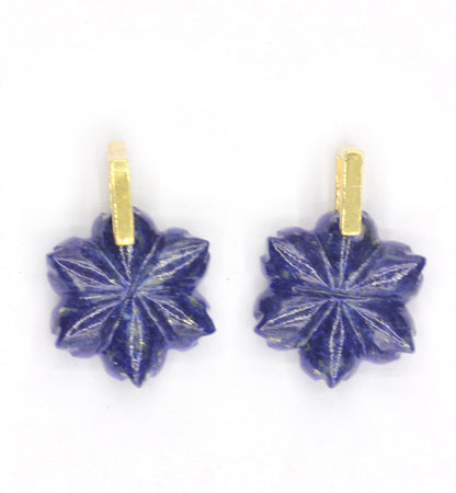 Flower Silver Pave Diamond Pendant.Available in Three Nature Stone-Labradorite,Lapis lazuli,Amethyst