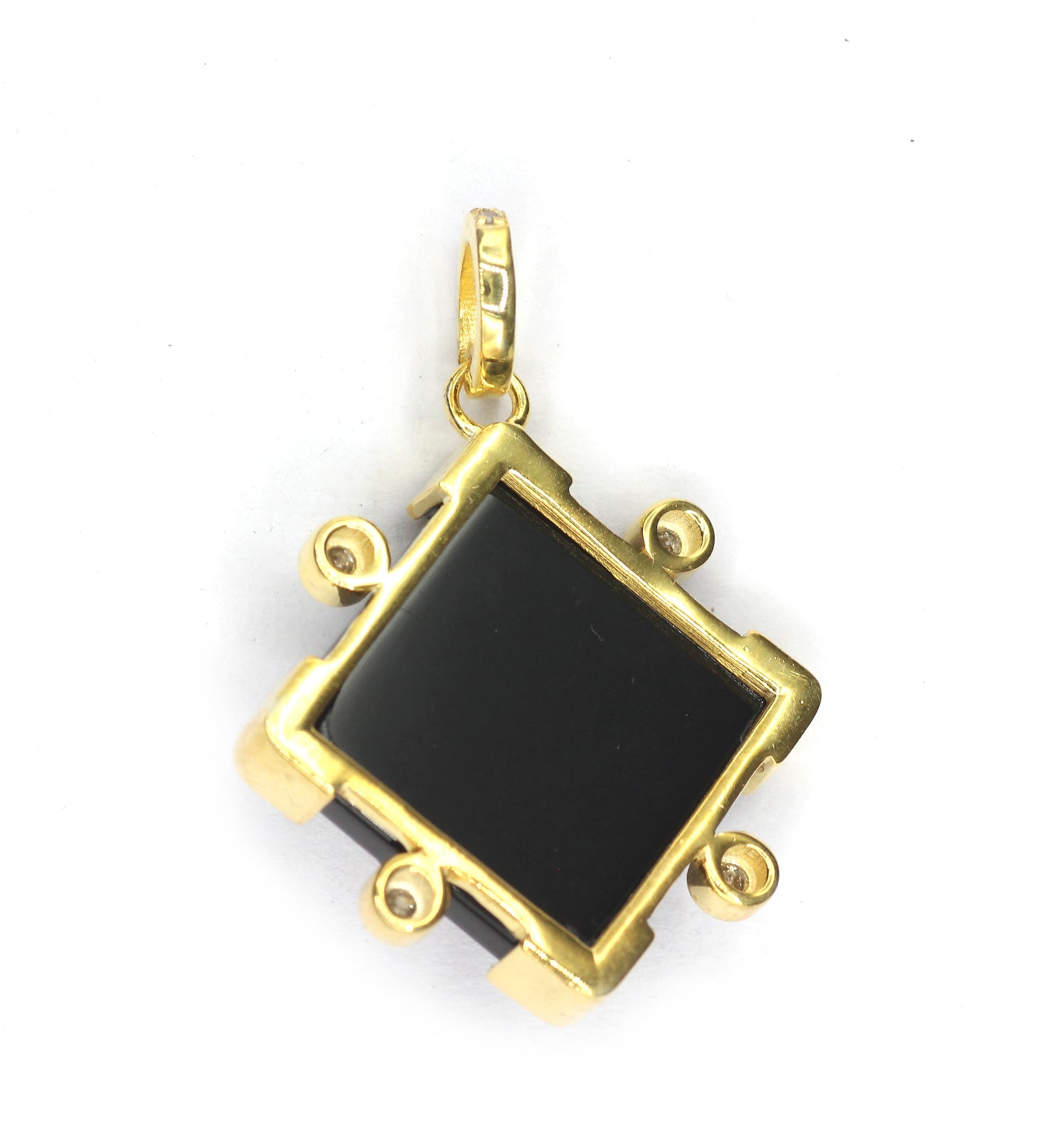 Square Silver Pave Diamond Pendant