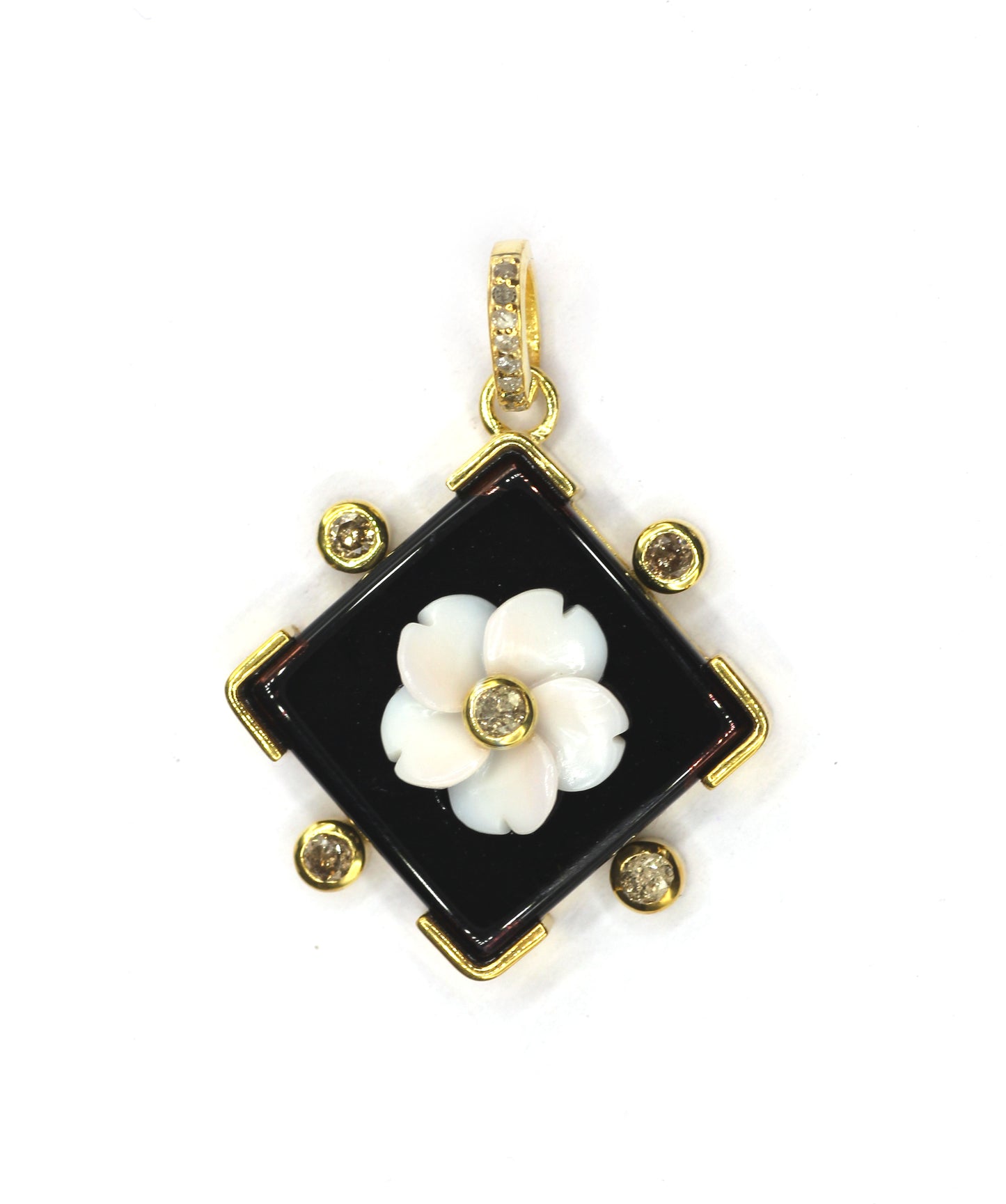 Square Silver Pave Diamond Pendant