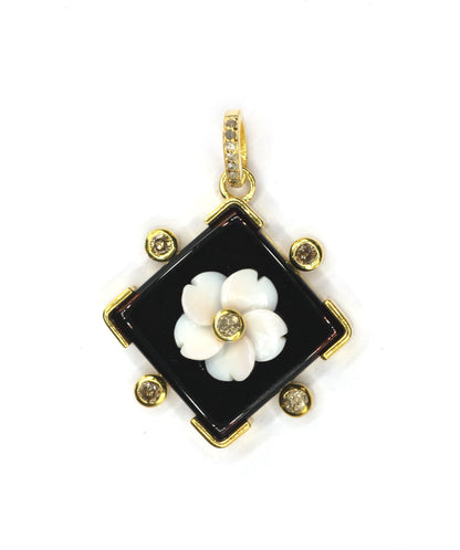 Square Silver Pave Diamond Pendant