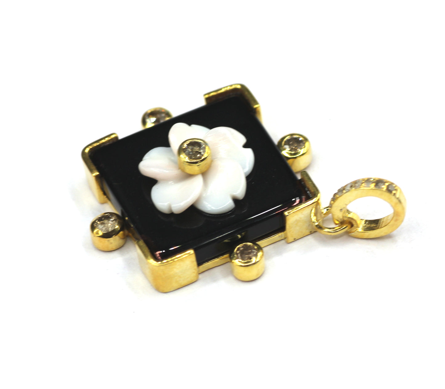 Square Silver Pave Diamond Pendant