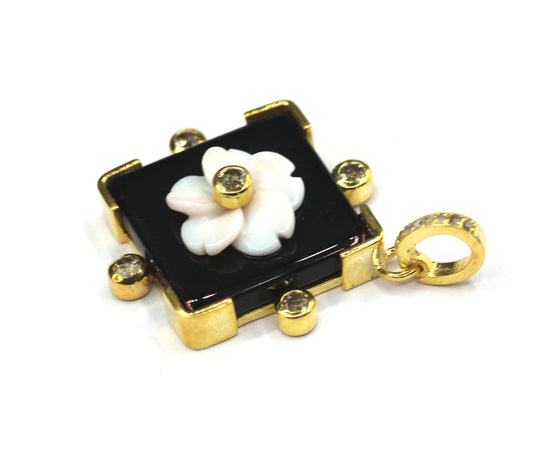 Square Silver Pave Diamond Pendant