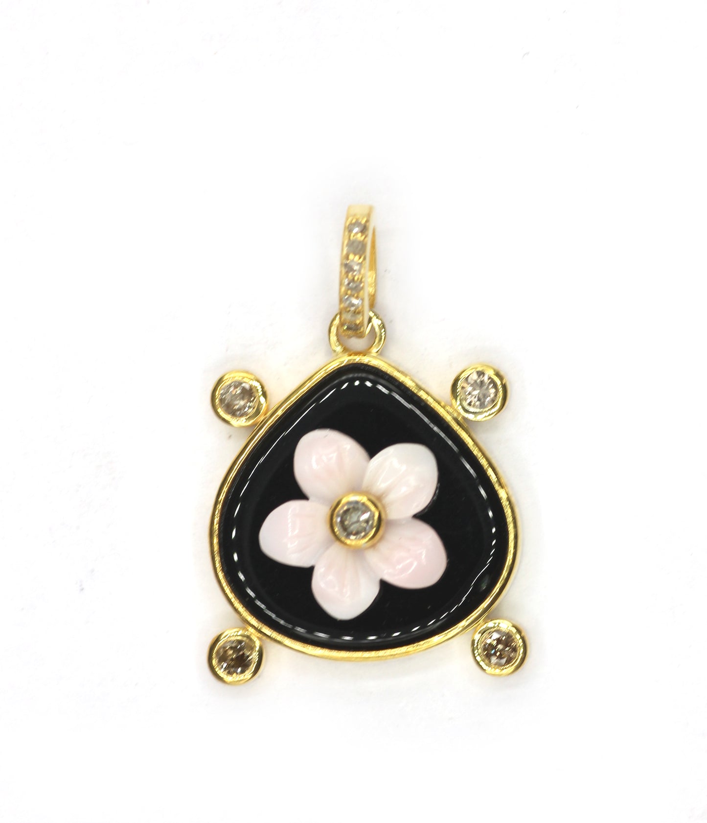 Pear Silver Pave Diamond Pendant