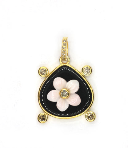 Pear Silver Pave Diamond Pendant