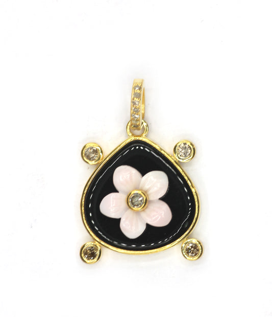 Pear Silver Pave Diamond Pendant