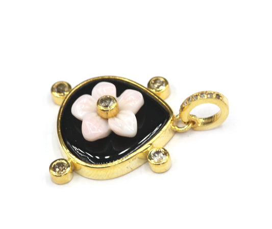 Pear Silver Pave Diamond Pendant