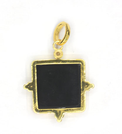 Square Silver Pave Diamond Pendant