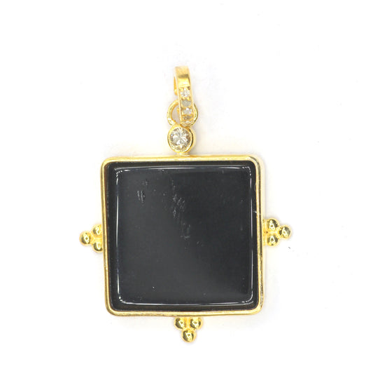 Square Silver Pave Diamond Pendant