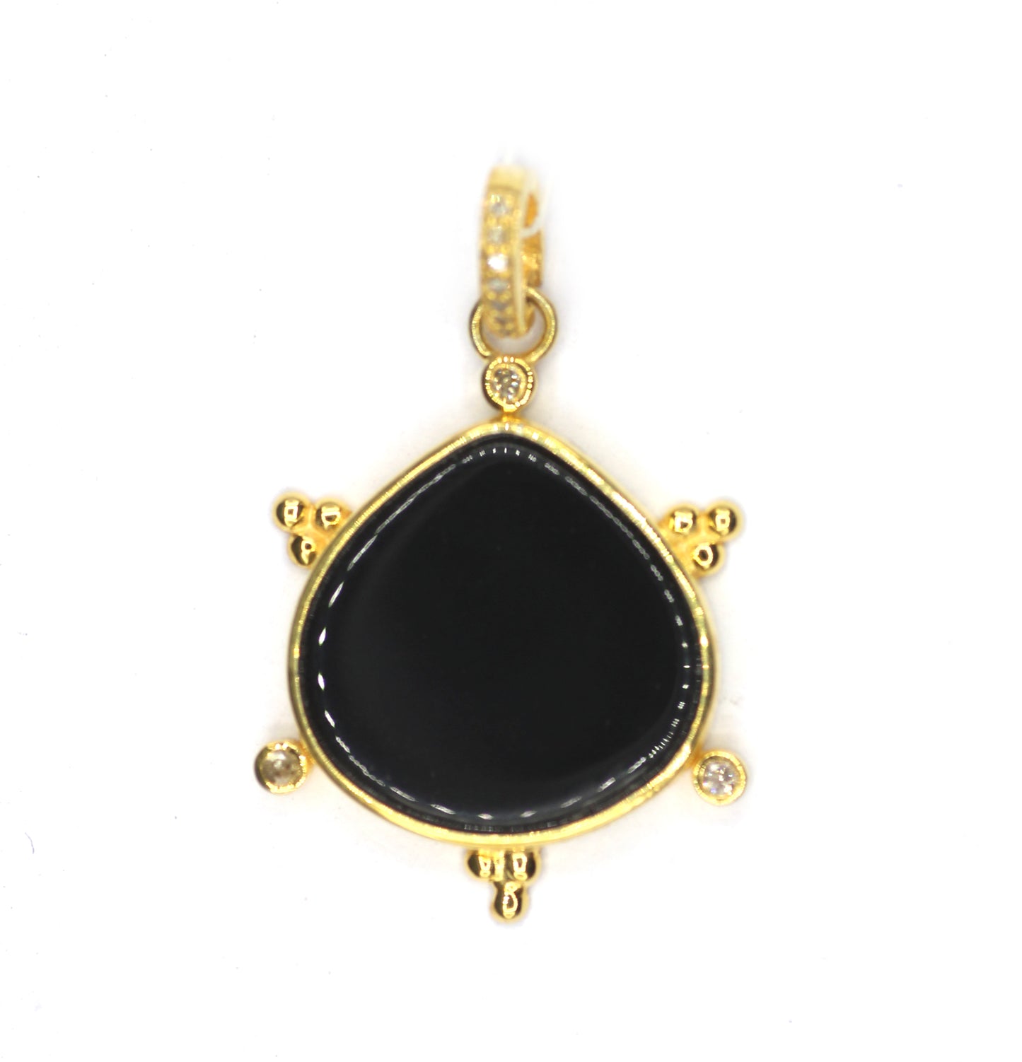 Black Onyx Silver Pave Diamond Pendant