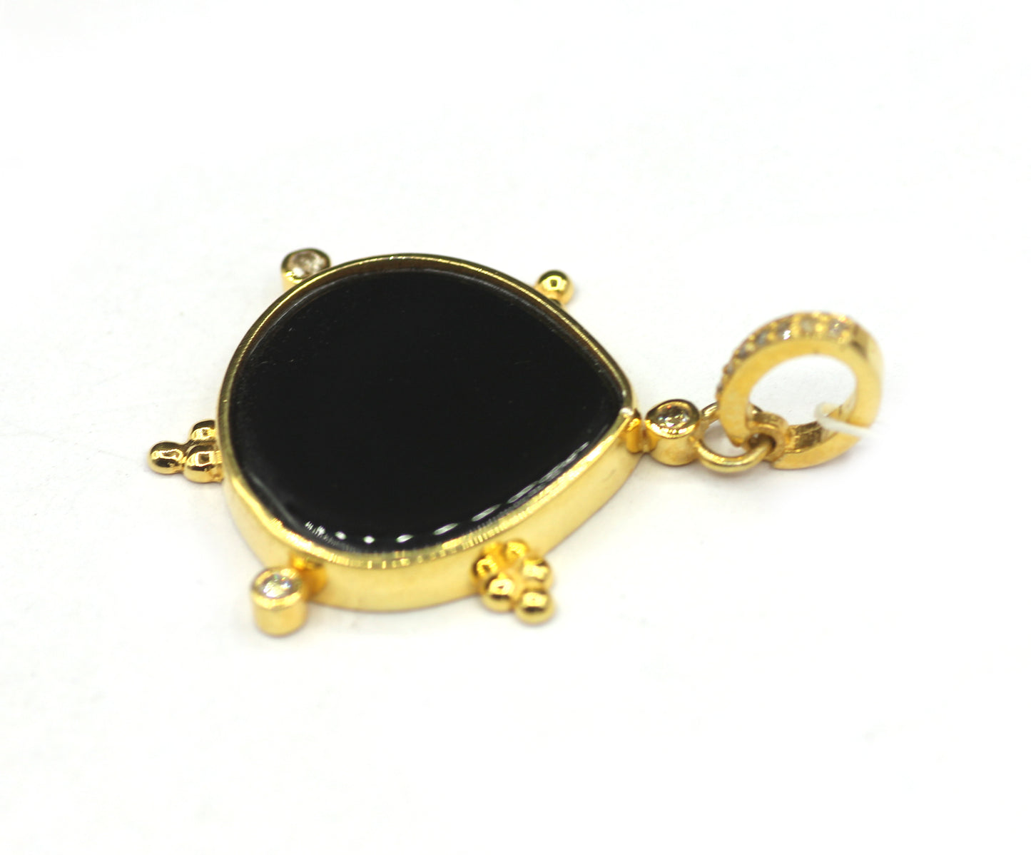 Black Onyx Silver Pave Diamond Pendant