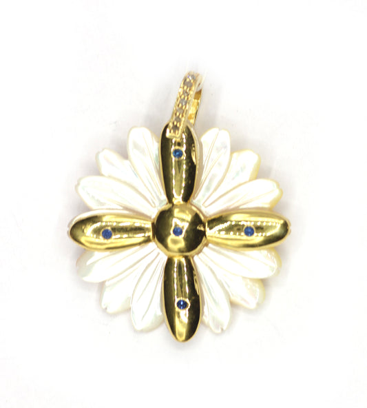 Flower Silver Pave Diamond Pendant