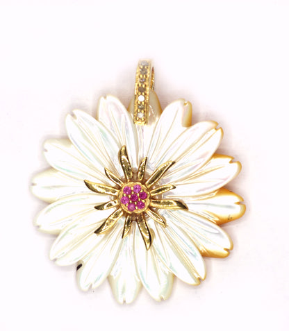 Flower Silver Pave Diamond Pendant