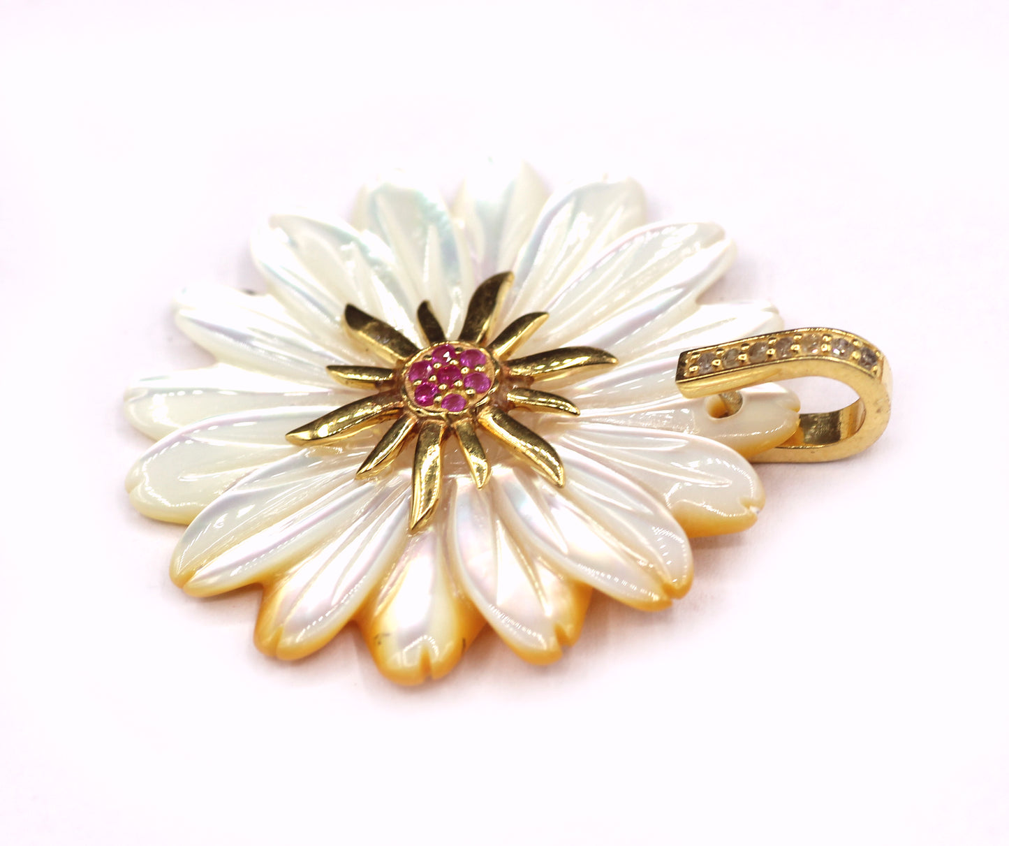 Flower Silver Pave Diamond Pendant